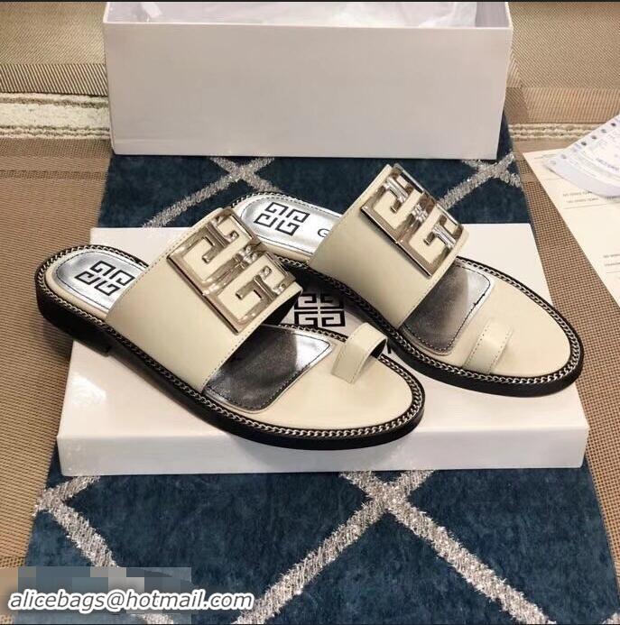 Buy Luxury Givenchy 4G Logo Chain Around Flat Sandals G93805 White 2019