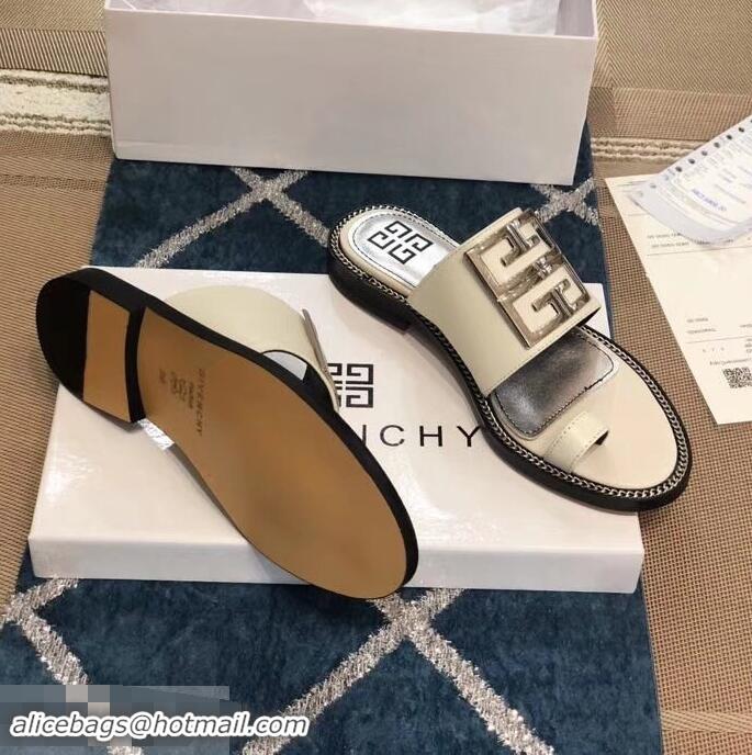 Buy Luxury Givenchy 4G Logo Chain Around Flat Sandals G93805 White 2019