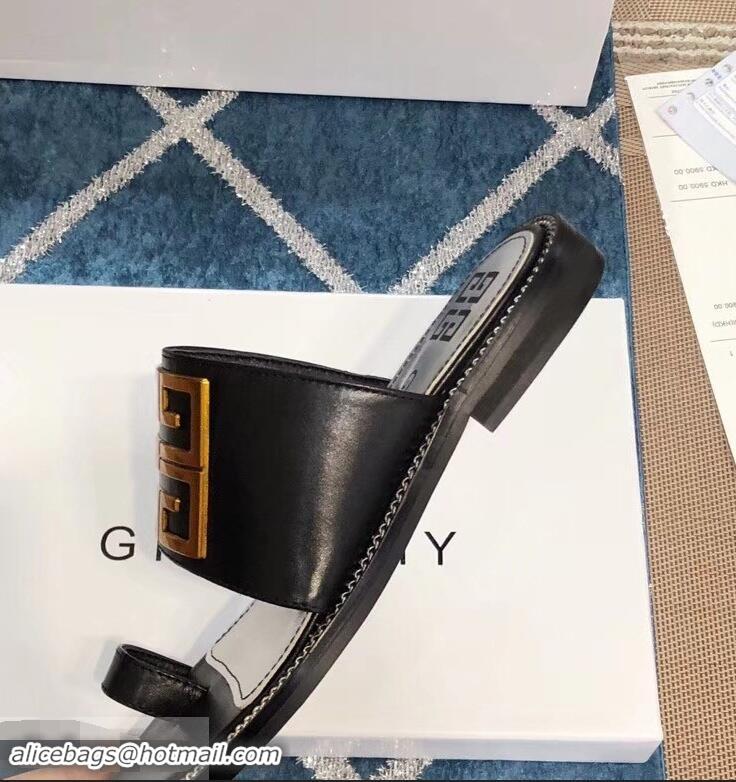 Purchase Best Givenchy 4G Logo Chain Around Flat Sandals G93805 Black 2019