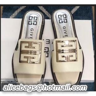 Unique Stylish Givenchy 4G Logo Chain Around Slides Flat Sandals G93807 White 2019