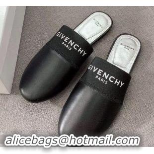 Hot Sell Givenchy Paris Leather Flat Mules G94216 Black