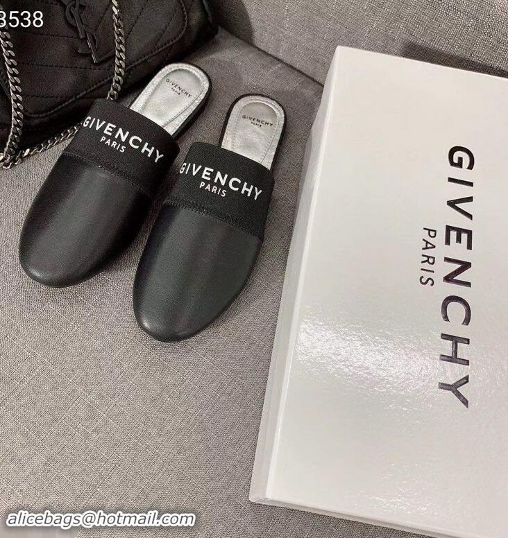 Hot Sell Givenchy Paris Leather Flat Mules G94216 Black