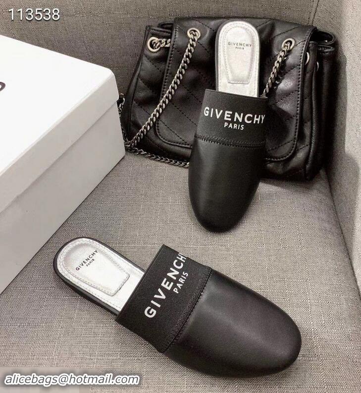 Hot Sell Givenchy Paris Leather Flat Mules G94216 Black