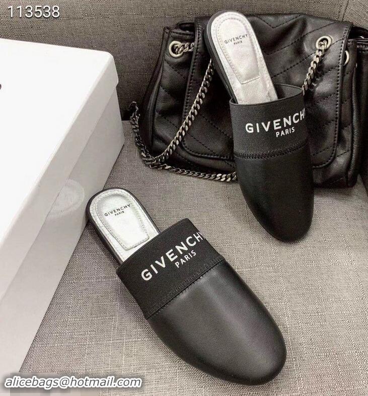 Hot Sell Givenchy Paris Leather Flat Mules G94216 Black