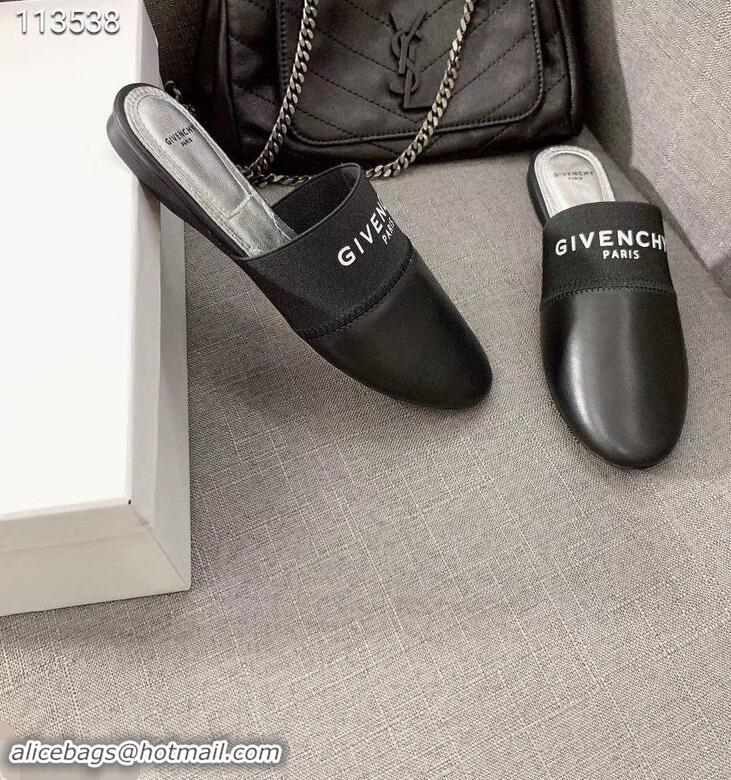 Hot Sell Givenchy Paris Leather Flat Mules G94216 Black