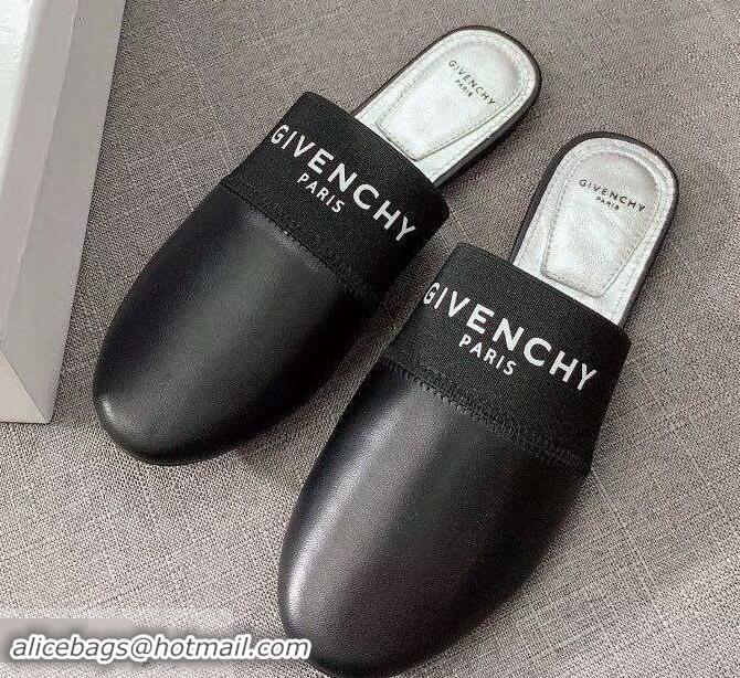 Hot Sell Givenchy Paris Leather Flat Mules G94216 Black