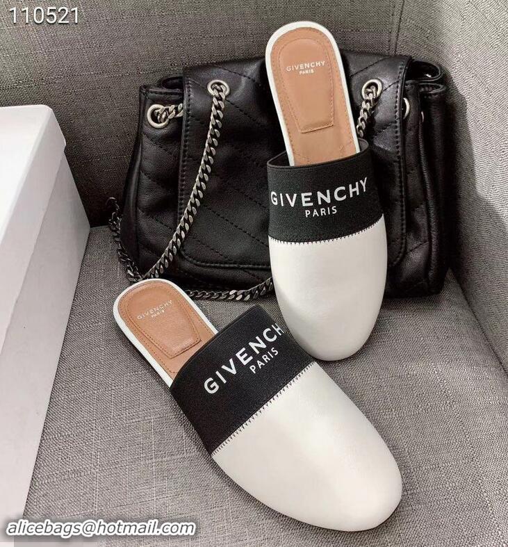 Market Sells Givenchy Paris Leather Flat Mules G94216 White