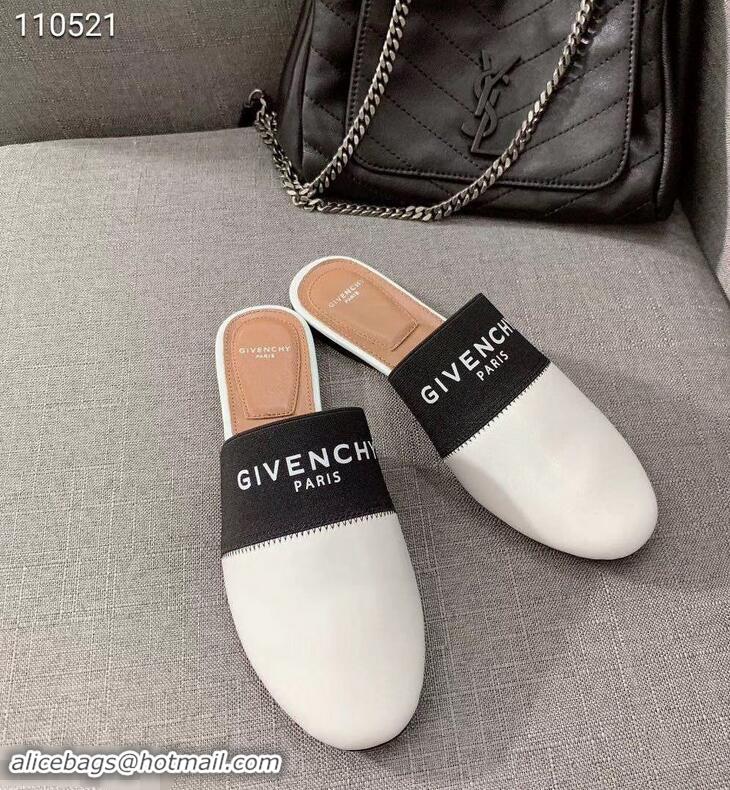 Market Sells Givenchy Paris Leather Flat Mules G94216 White