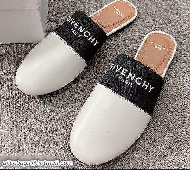 Market Sells Givenchy Paris Leather Flat Mules G94216 White