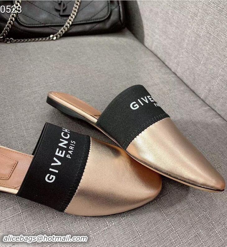 Grade Inexpensive Givenchy Paris Leather Flat Mules G94216 Gold