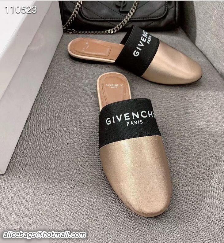 Grade Inexpensive Givenchy Paris Leather Flat Mules G94216 Gold