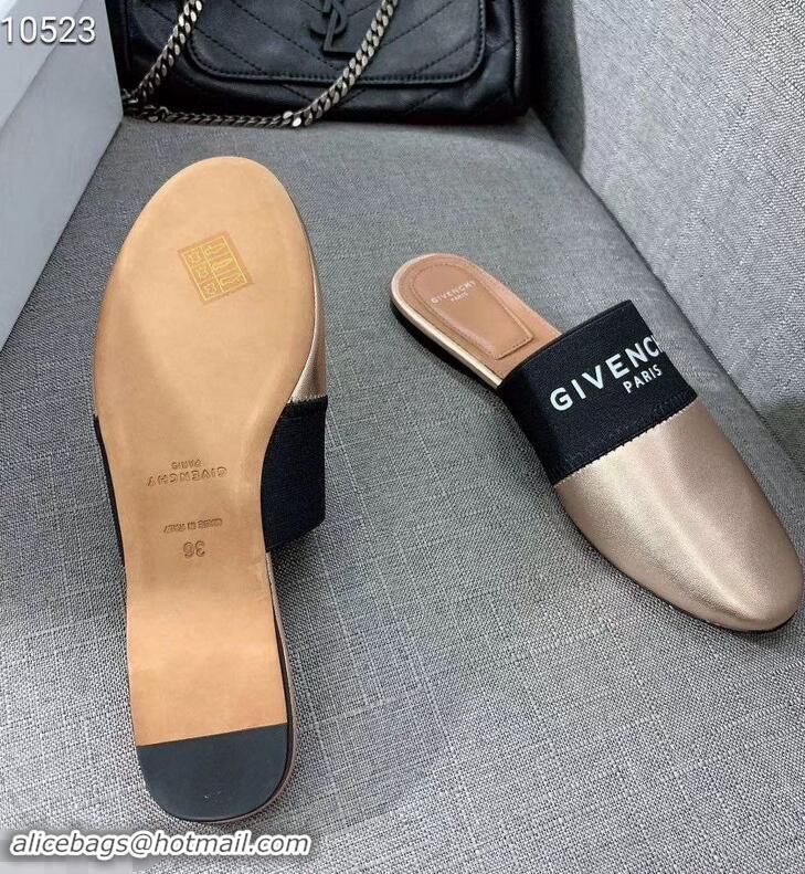 Grade Inexpensive Givenchy Paris Leather Flat Mules G94216 Gold