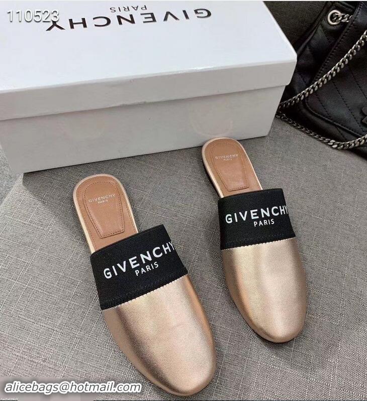 Grade Inexpensive Givenchy Paris Leather Flat Mules G94216 Gold