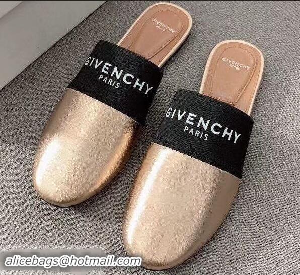 Grade Inexpensive Givenchy Paris Leather Flat Mules G94216 Gold