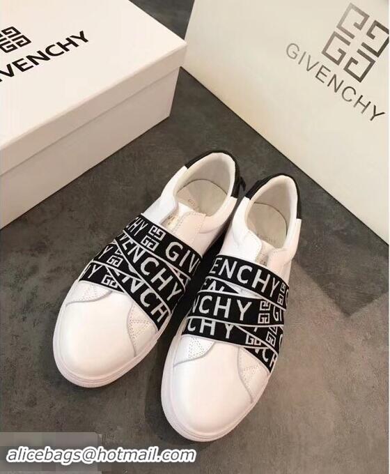 Modern Cheap Givenchy 4G Webbing Sneakers in Leather G94305 White/Black 2019