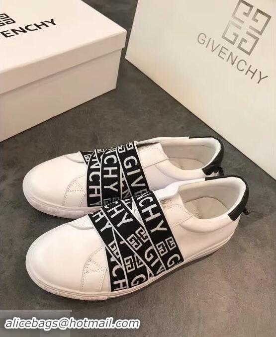 Modern Cheap Givenchy 4G Webbing Sneakers in Leather G94305 White/Black 2019