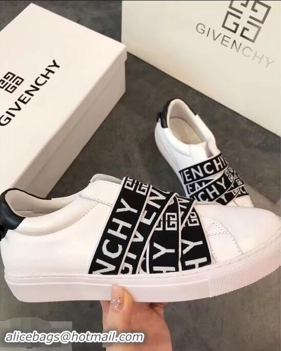 Modern Cheap Givenchy 4G Webbing Sneakers in Leather G94305 White/Black 2019