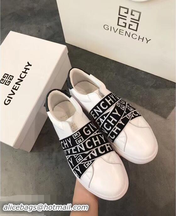 Modern Cheap Givenchy 4G Webbing Sneakers in Leather G94305 White/Black 2019