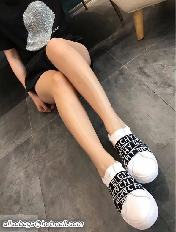 Modern Cheap Givenchy 4G Webbing Sneakers in Leather G94305 White/Black 2019