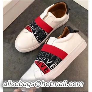 Discount Givenchy 4G Webbing Sneakers in Leather G94305 White/Black/Red 2019