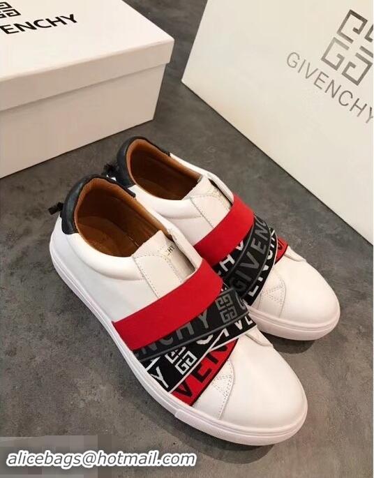 Discount Givenchy 4G Webbing Sneakers in Leather G94305 White/Black/Red 2019