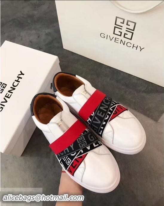 Discount Givenchy 4G Webbing Sneakers in Leather G94305 White/Black/Red 2019