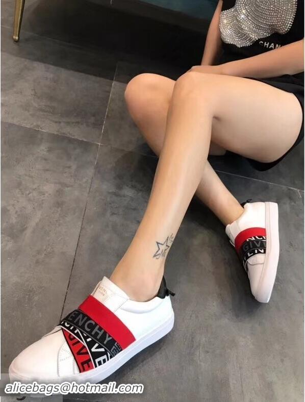 Discount Givenchy 4G Webbing Sneakers in Leather G94305 White/Black/Red 2019