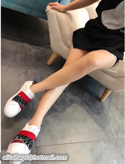 Discount Givenchy 4G Webbing Sneakers in Leather G94305 White/Black/Red 2019