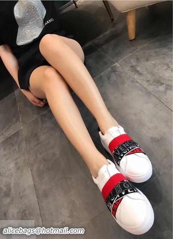 Discount Givenchy 4G Webbing Sneakers in Leather G94305 White/Black/Red 2019