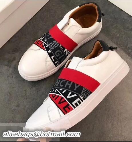 Discount Givenchy 4G Webbing Sneakers in Leather G94305 White/Black/Red 2019