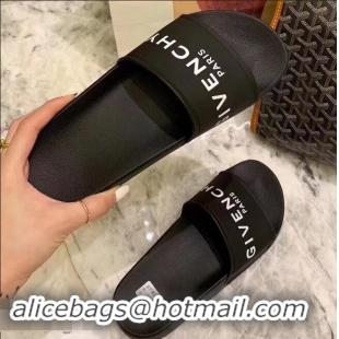 Crafted Discount Givenchy Paris Logo Slides Sandals G95002 Rubber Black