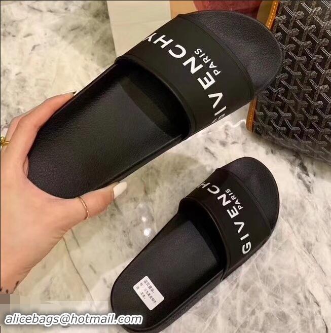 Crafted Discount Givenchy Paris Logo Slides Sandals G95002 Rubber Black