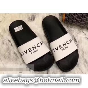 Chic Discount Givenchy Paris Logo Slides Sandals G95002 Rubber White