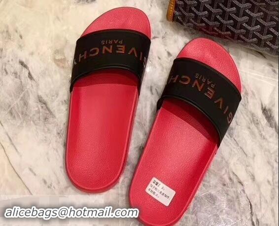 Grade Quality Givenchy Paris Logo Slides Sandals G95002 Rubber Black/Red