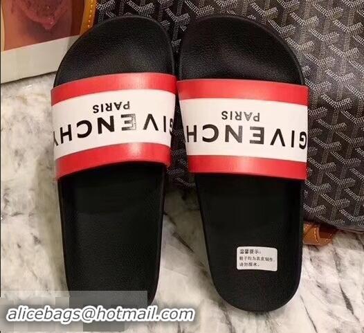 Cheapest Givenchy Paris Logo Slides Sandals G95002 Rubber White/Red