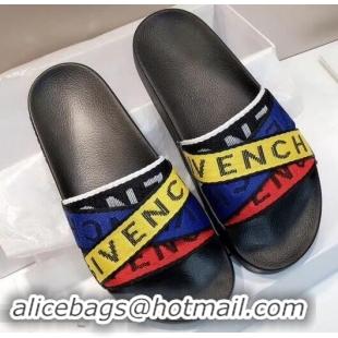 Hot Sell Givenchy 4G Webbing Logo Slides Sandals G95009 Rubber Multicolor 2019