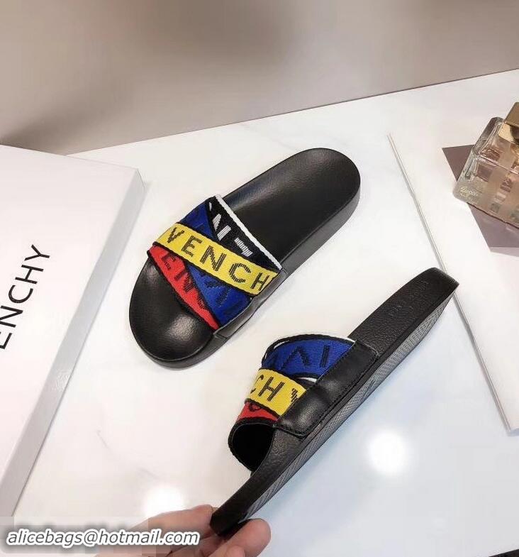 Hot Sell Givenchy 4G Webbing Logo Slides Sandals G95009 Rubber Multicolor 2019