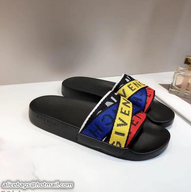 Hot Sell Givenchy 4G Webbing Logo Slides Sandals G95009 Rubber Multicolor 2019