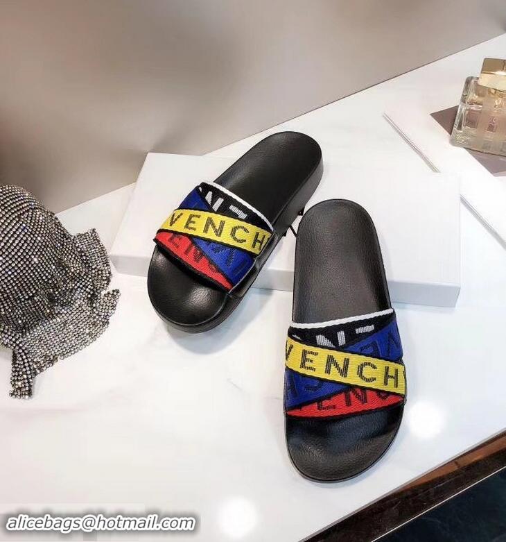 Hot Sell Givenchy 4G Webbing Logo Slides Sandals G95009 Rubber Multicolor 2019