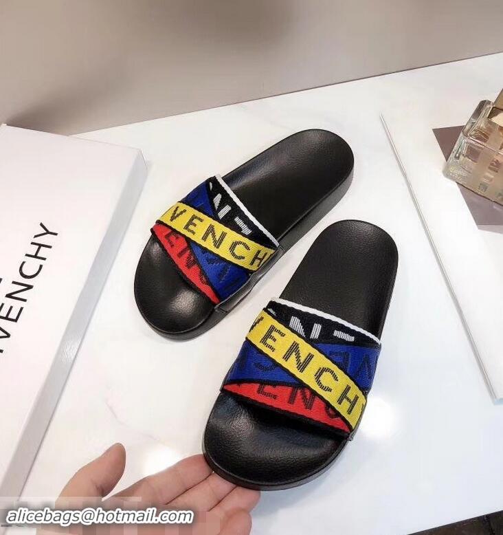 Hot Sell Givenchy 4G Webbing Logo Slides Sandals G95009 Rubber Multicolor 2019