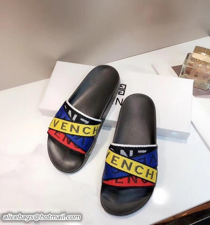 Hot Sell Givenchy 4G Webbing Logo Slides Sandals G95009 Rubber Multicolor 2019