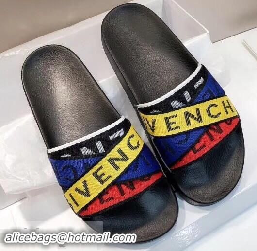 Hot Sell Givenchy 4G Webbing Logo Slides Sandals G95009 Rubber Multicolor 2019