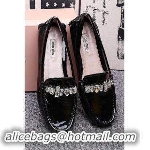 Best Grade Miu Miu Casual Shoes Patent Leather MM334 Black