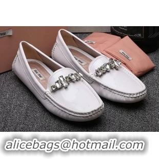 ​Low Cost Miu Miu Casual Shoes Patent Leather MM334 White