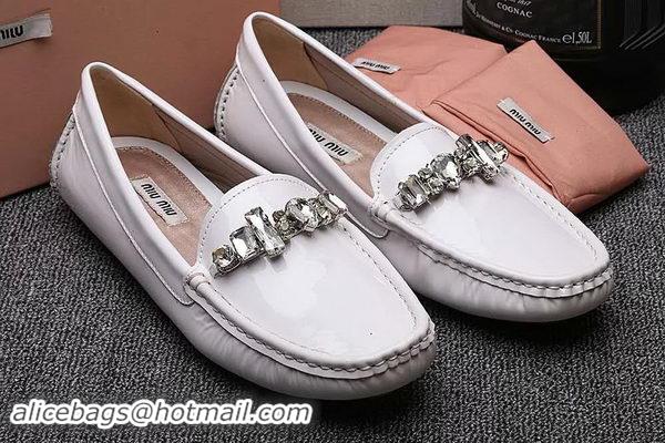 ​Low Cost Miu Miu Casual Shoes Patent Leather MM334 White