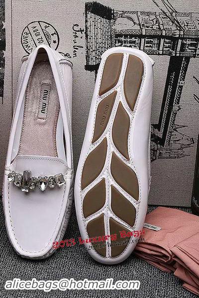 ​Low Cost Miu Miu Casual Shoes Patent Leather MM334 White