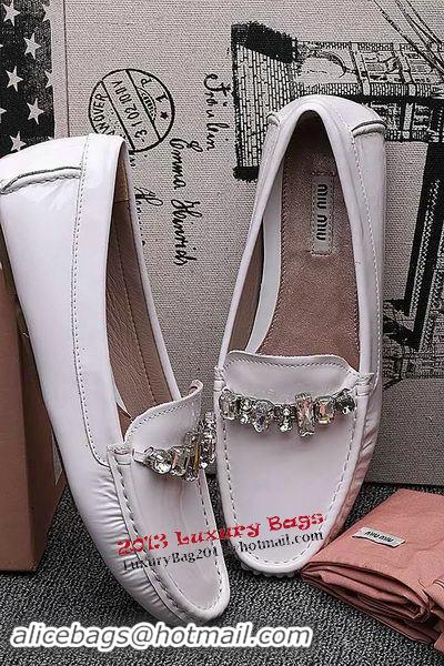 ​Low Cost Miu Miu Casual Shoes Patent Leather MM334 White