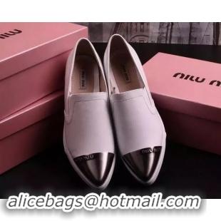 Fashion Discount Miu Miu Leather Flat MM443 White