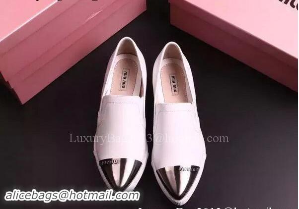 Fashion Discount Miu Miu Leather Flat MM443 White