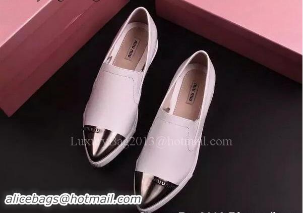 Fashion Discount Miu Miu Leather Flat MM443 White